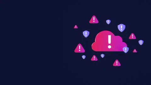 Cloud Data Security Warning Animation With Copy Space. Cyber Threat Alerts. Stock Footage 311269763
