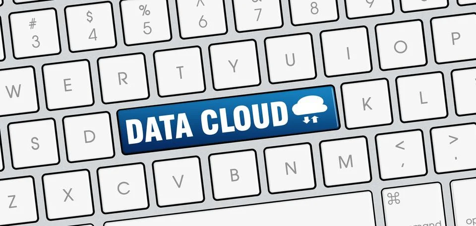 Cloud Data server closeup Keyboard Illustrazione stock