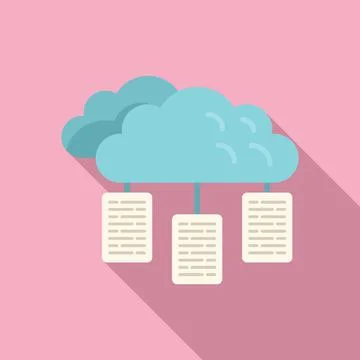 Cloud data server icon flat vector. Software system Stock Illustration