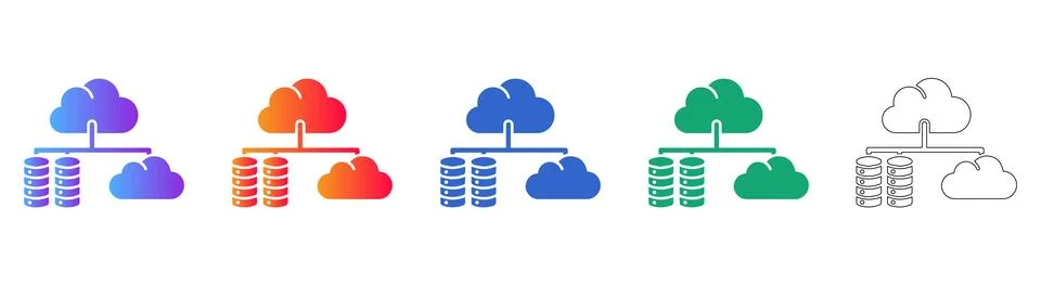Cloud Data Server Network Infrastructure Icons Illustrazione stock