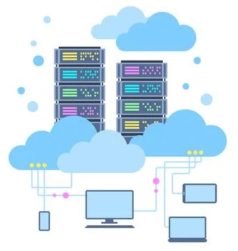 Cloud data server, online database storage technology concept Ilustración de archivo
