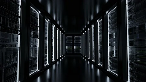 Cloud data server panels in a server room of a data center. Stock Footage 135587260