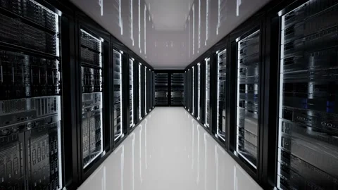 Cloud data server panels in a server room of a data center. Stock Footage 135587518