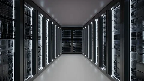 Cloud data server panels in a server room of a data center. Stock Footage 135627963