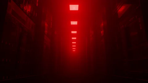 Cloud data server panels in a server room of a data center in haze. Stock Footage 136237805