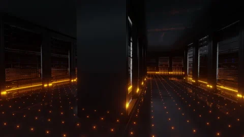 Cloud data server panels in a server room of a data center Stock Footage 136238469