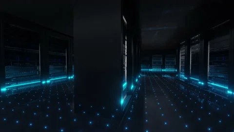 Cloud data server panels in a server room of a data center Stock Footage 136240571