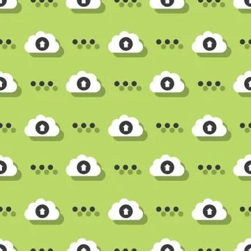 Cloud Data Service Information Upload Technology Seamless Pattern Illustrazione stock