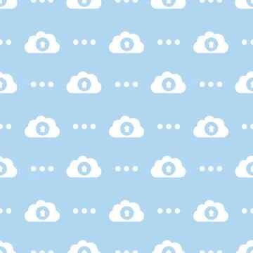 Cloud Data Service Information Upload Seamless Silhouette Background Stock Illustration