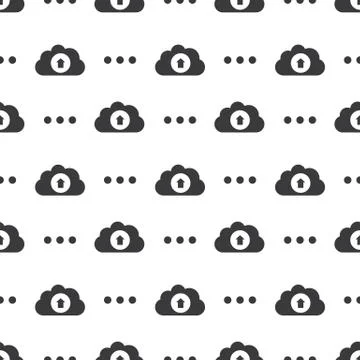 Cloud Data Service Upload Technology Seamless Silhouette Monochrome Pattern Stock Illustration