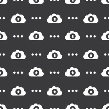 Cloud Data Service Upload Technology Seamless Silhouette Dark Background Stock Illustration