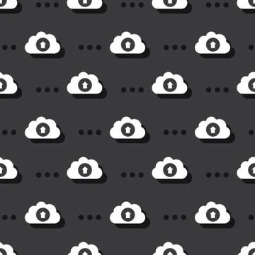 Cloud Data Service Upload Technology Seamless Dark Background Stock Illustration