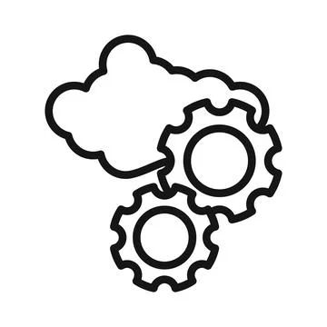 Cloud Data settings icon Black line art vector logo Illustrazione stock