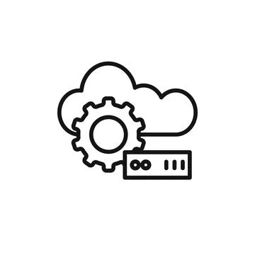 Cloud Data settings icon logo sign vector outline Stock Illustration