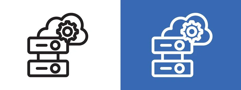 Cloud Data settings icon logo sign set vector outline Stock Illustration