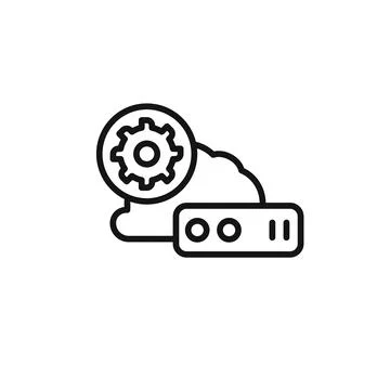 Cloud Data settings icon outline collection in black and on white background Illustrazione stock
