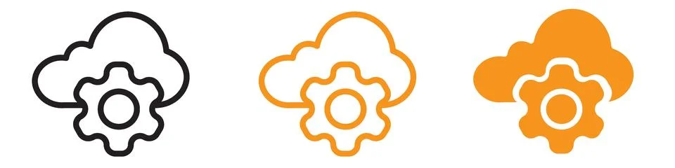 Cloud Data Settings Icon Set Digital Storage Illustrations for Technology P.. Stock Illustration