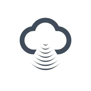 Cloud data sharing with wlan,wifi icon, isolated on white background,flat vec Stock Illustration