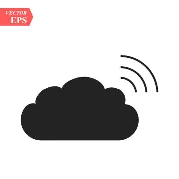Cloud data sharing with wlan,wifi icon, isolated on white background,flat vec Illustrazione stock