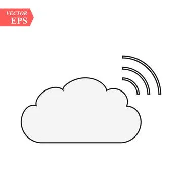 Cloud data sharing with wlan,wifi icon, isolated on white background,flat v.. Illustrazione stock