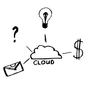 Cloud data sketch hand drawn Stock Illustration