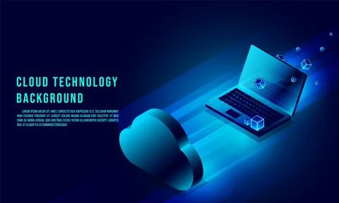 Cloud data storage 3d isometric infographic illustration, landing page layout Illustrazione stock