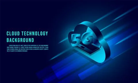 Cloud data storage 3d isometric infographic illustration, landing page layout Stock Illustration