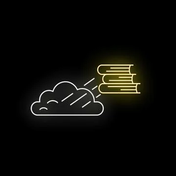 Cloud data storage and e learning neon icon Illustrazione stock