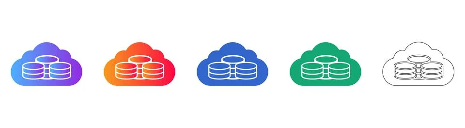 Cloud Data Storage and Management Icons Stockillustratie