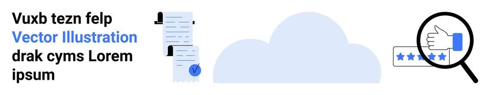 Cloud Data Storage and Online Reviews Analytics Concept with Magnifying Glass Stock Illustration