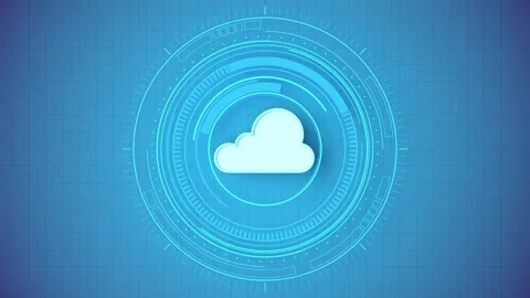 Cloud data storage and processing animation with hud element, technology in.. Stock Footage 332389583