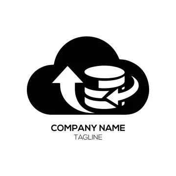 Cloud Data Storage and Server Technology Logo Design Stock Illustration