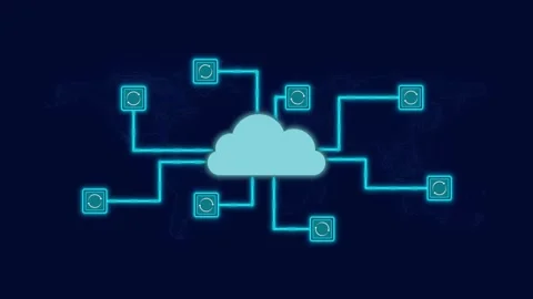 Cloud data storage and synchronization concept Video stock 309452540