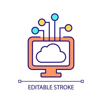 Cloud data storage app for pc RGB color icon Stock Illustration