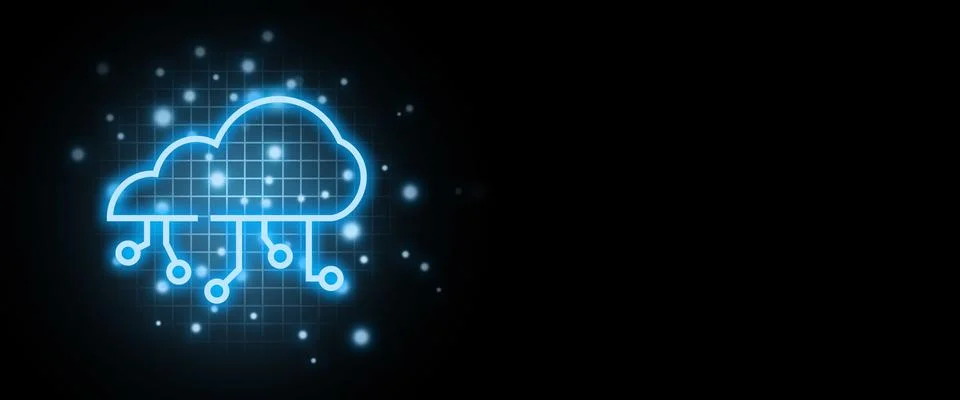 Cloud data storage. Big date concept. Cloud storage with copy space. Ilustração Stock