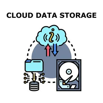 Cloud data storage computing concept with information exchange Illustrazione stock