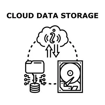 Cloud data storage computing concept with information exchange Stock Illustration