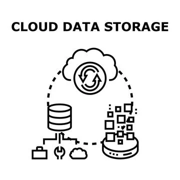 Cloud data storage computing network managing digital information 库存插图