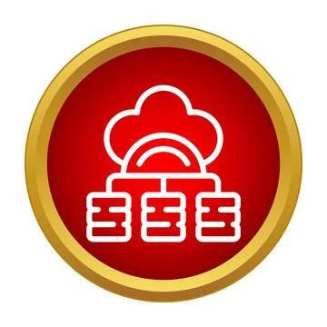 Cloud data storage computing network server hosting icon Stock Illustration