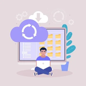 Cloud data storage concept Stock Illustration