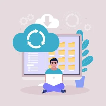 Cloud data storage concept イラスト素材