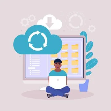 Cloud data storage concept イラスト素材