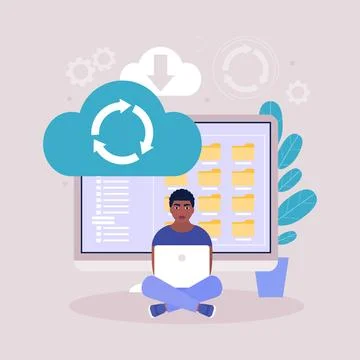 Cloud data storage concept イラスト素材