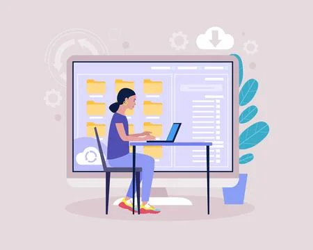Cloud data storage concept イラスト素材
