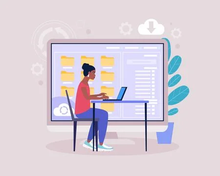 Cloud data storage concept イラスト素材