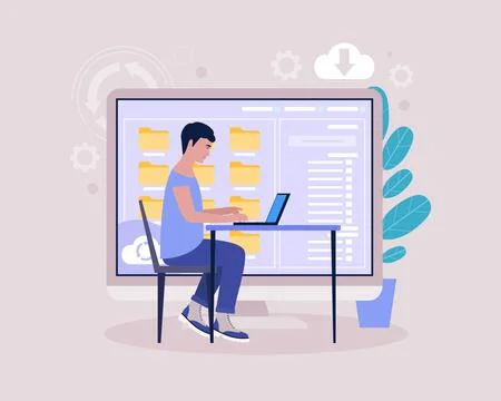 Cloud data storage concept イラスト素材