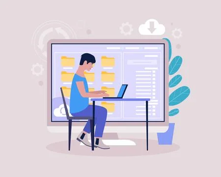 Cloud data storage concept イラスト素材