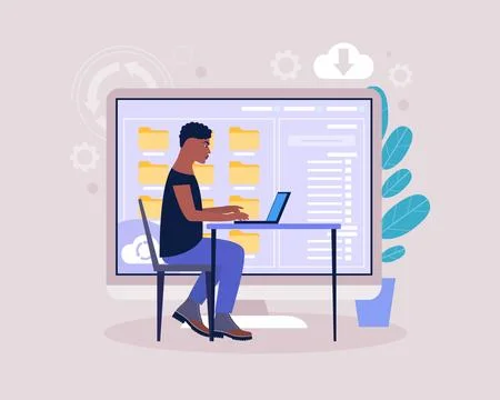 Cloud data storage concept イラスト素材