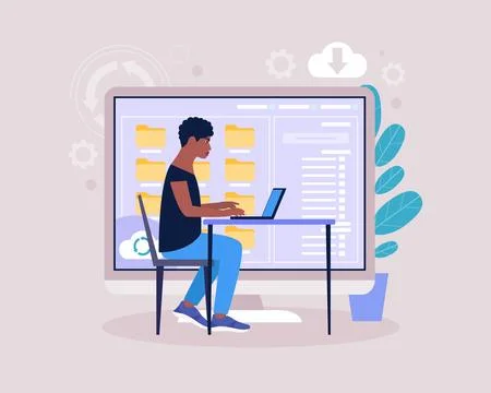 Cloud data storage concept Stock Illustration