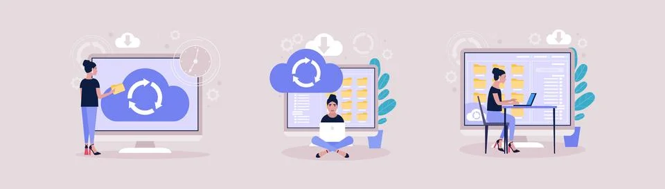 Cloud data storage concept イラスト素材